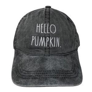 Hello Pumpkin Slideback Hat Gray One Size Adjustable Embroidered Rae Dunn
